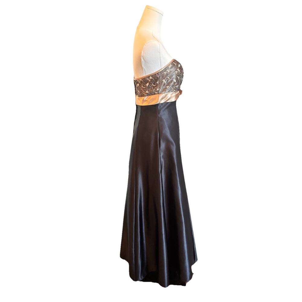 Vtg Jessica McClintock Gunne Sax Strapless Black Satin Lace Gown Prom Dress sz 5 - Picture 7 of 9